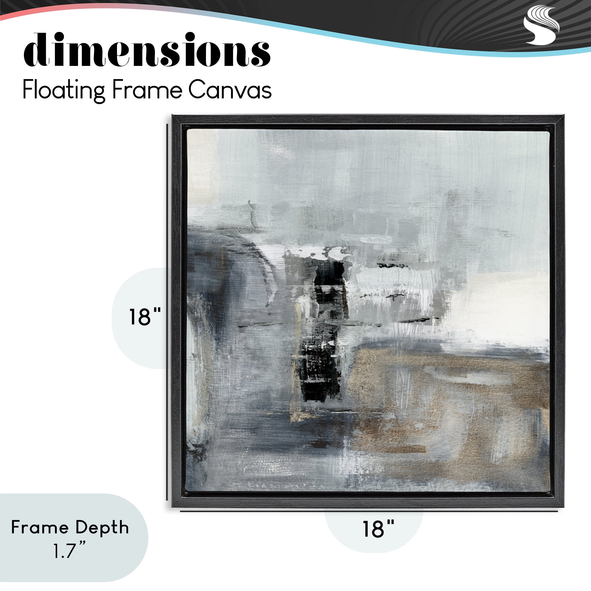 Stupell Industries Still Waters Monochrome Abstraction Black Framed Floater Canvas Wall Art, design by Susan Jill