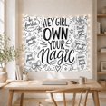 thumbnail image 5 of Monochromatic Scheme Hand with Drawn Doodle Stacked, Mystical Fantasy for Space Lovers, Aesthetic Wall Decor, Valentine'S Day Gift, Tapestry Wall Hanging for Dorm and Living Room, 5 of 7