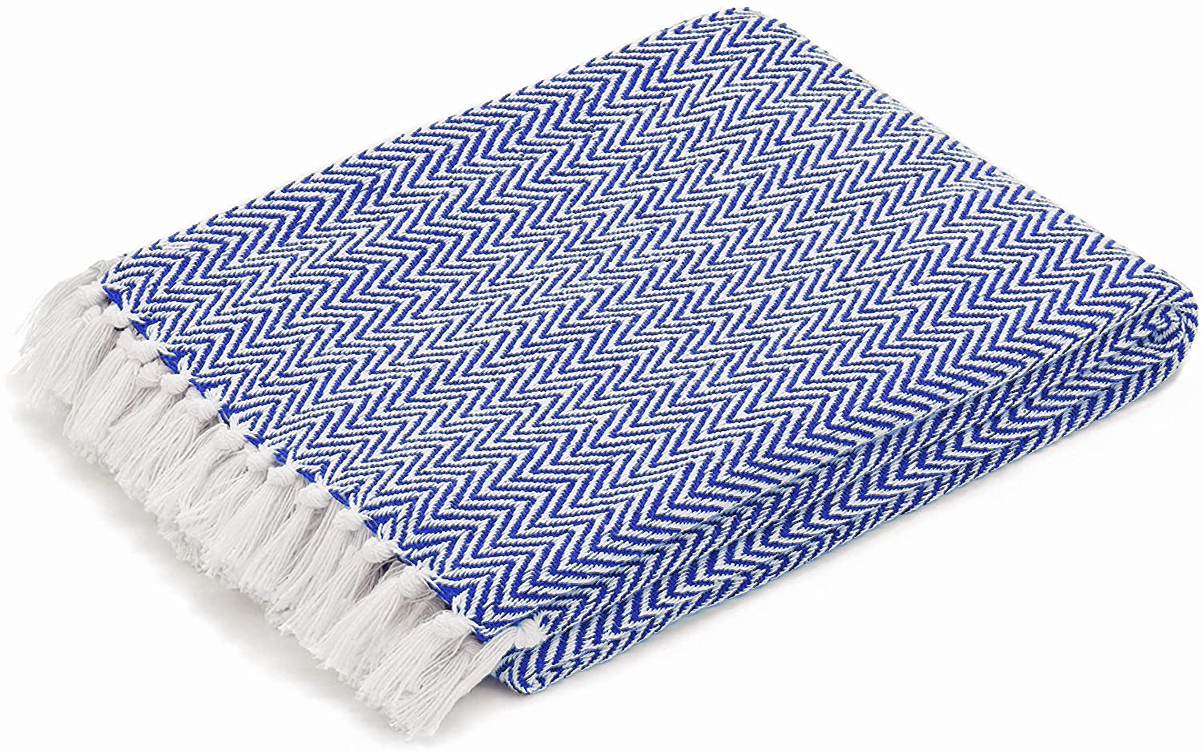 Throw Blanket for Couch Chevron Herringbone 50" x 60" - All Seasons Lightweight Cozy Soft Woven Blankets & Throws for Bed Farmhouse and Sofa - Cotton with Decorative Fring