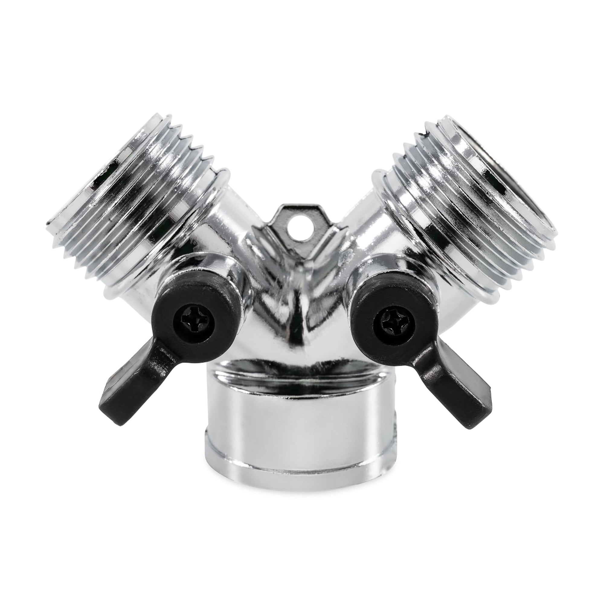 Camco RV Fresh Water Hose Wye Valve - Two-Way Hose Splitter - Metal, Silver (20114)