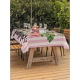 thumbnail image 3 of Outdoor Tablecloth with Umbrella Hole for Patio/Picnic/Party/Camping, Vintage Pink Flowers Waterproof Table Cloth Rectangle Table Cover Washable, Spring Floral Striped Farmhouse Retro Art (54"x 80"), 3 of 8