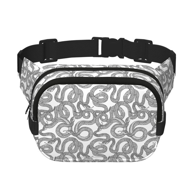 Fotbe Snake Cangurera Cuadrada con Estampado de Doble Capa, Bolsa de Cintura Ajustable Mini para Hombres y Mujeres