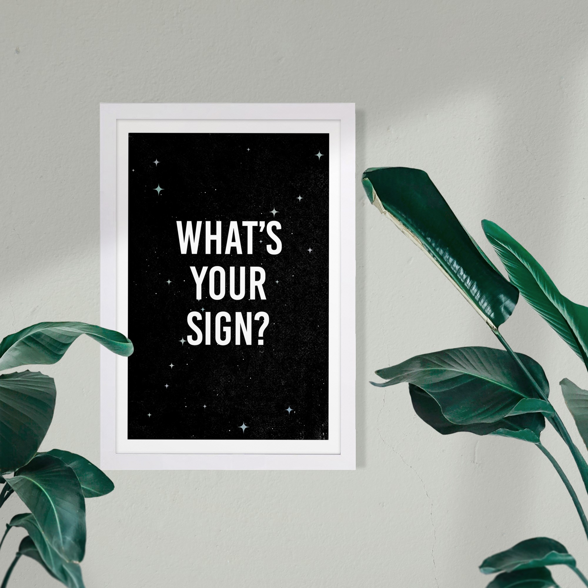 What's Your Sign' Quotes and Sayings 13" x 1.00" Framed Painting Art Print, by Wynwood Studio