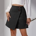 thumbnail image 2 of EDFBUYKRS Female Skirts Black Skirt for Women Plus Size Autumn and Winter Women's Solid Color Suede Skirt European and High Waist Metal Buckle Skirt, 2 of 7
