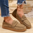 thumbnail image 6 of K-232 Khaki Womens Four Season Solid Color Casual Round Toe Flat Sole Loafers Comfortable Everyday Footwear, 6 of 9