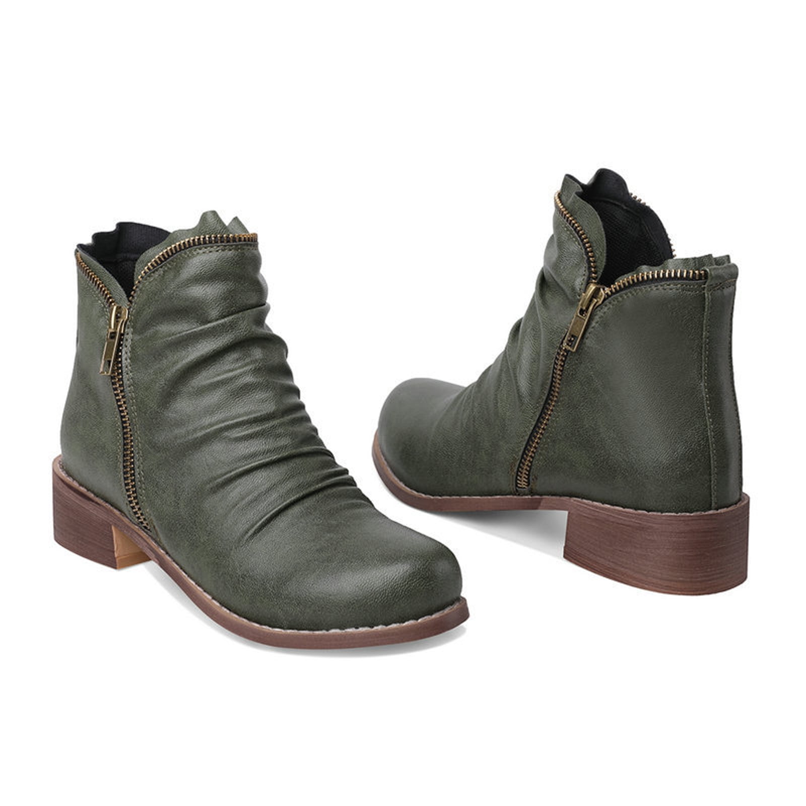 Drie Short Boots Womens Shoes Ankle Boots Retro Solid Color Low
