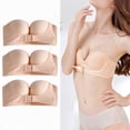 thumbnail image 1 of Kelon Bra On Sale Women's Nylon Bra Womens 3PCS Solid Color Strapless Non Slip Adjustment Rimless Dress Bra, 1 of 9