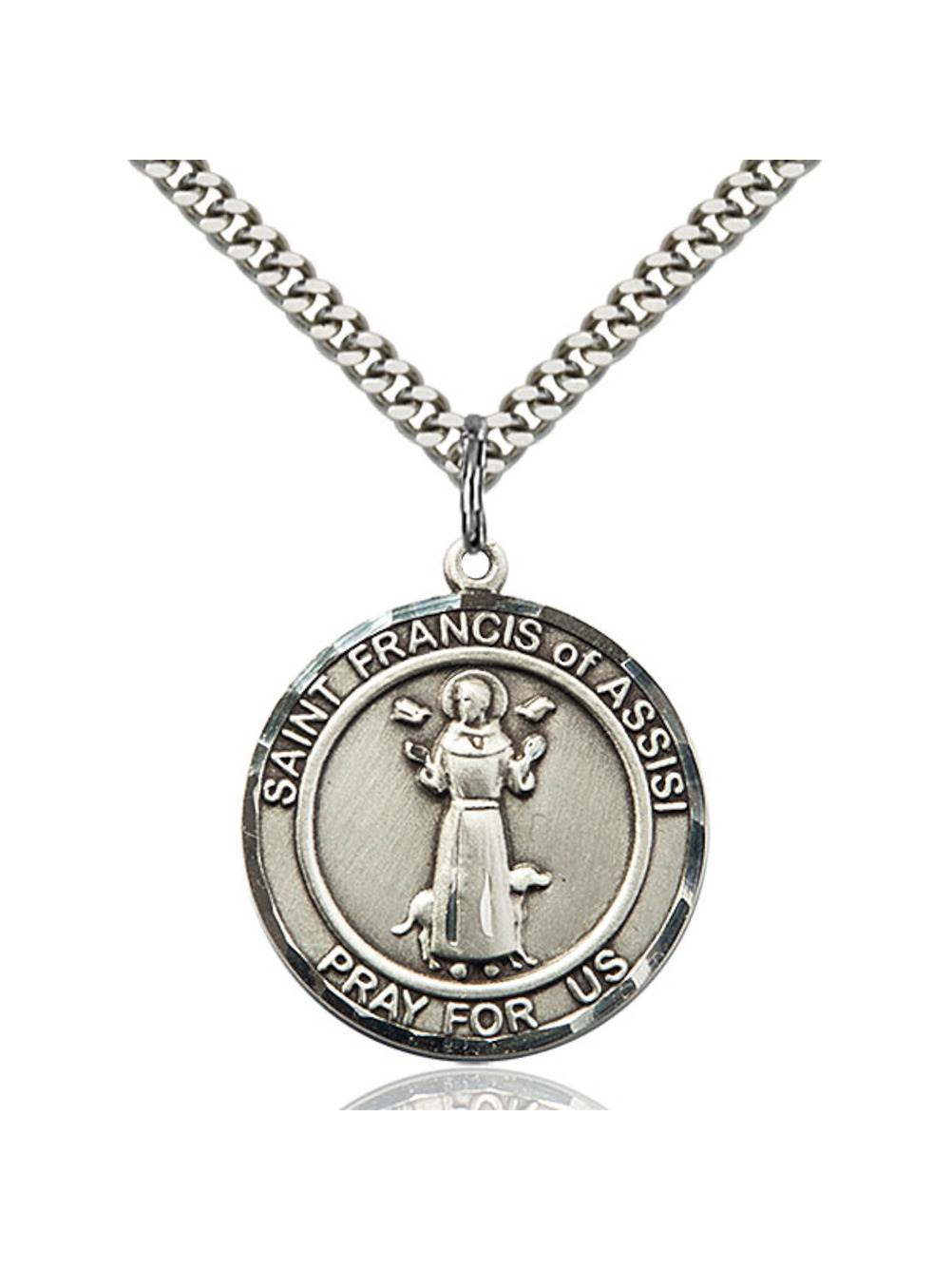Sterling Silver St. Francis of Assisi Pendant 1 x 5/8 inches with Heavy ...