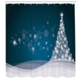 thumbnail image 3 of Ambesonne Christmas Shower Curtain, Fantasy Xmas Tree, 69"Wx75"L, Slate Blue White, 3 of 3