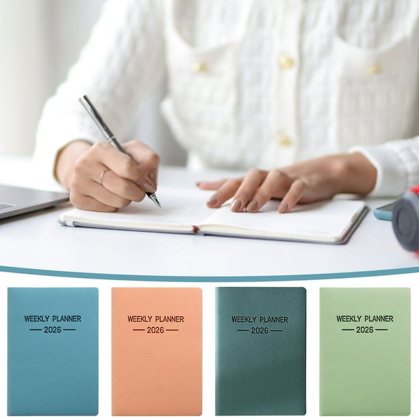A7 Mini cuaderno organizador de cuadernos Agenda – 128 páginas, 64 hojas, horario diario, tamaño de viaje compacto 10,6cm x 7,7cm, papel flexible, oficina, hogar, memorando de escritura