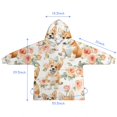 thumbnail image 7 of Corgi Dog and Flower Florals Blanket Hoodies for Kids 6-13YR Oversize Wearable Blanket Hoodies for Boys Girls Teens, 7 of 7