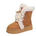 thumbnail image 2 of Nmnitkp Boots for Women Fashionable Casual Suede Integrated Winter Thick Bottom High Top Round Toe With Warm Snow Boots Orange,37, 2 of 9
