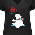 thumbnail image 4 of Inktastic Polar Bear With A Scarf, White Bear, Snowflakes Women's Plus Size V-Neck T-Shirt, 4 of 5