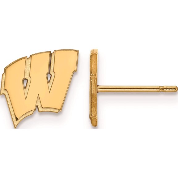 Ss/Gold Plated Sterling Silver With Gp Logoart University Of Wisconsin Xs Post Earrings (9 X 10) Made In United States gp008uwi