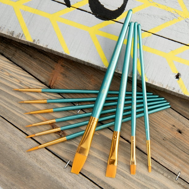 Royal & Langnickel Gold Taklon Wood Handle Paint Brushes, 10pc