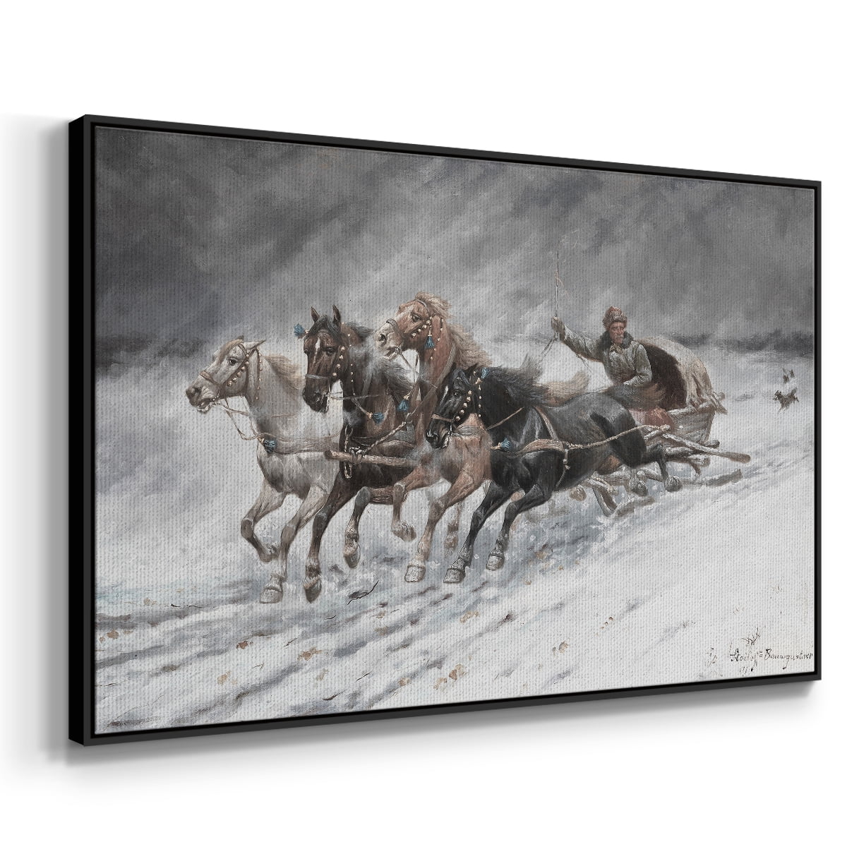 Vintage Animal Print-XXVI By Wexford Home Framed in Black Wood Gallery Wrapped Canvas 17 in. x 25 in.