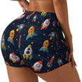 thumbnail image 2 of Fotbe Spaceships and Stars Seamless Shorts, Womens Workout Shorts High Waist Stretch Booty Short for Gym/Yoga/Running/Biking-Small, 2 of 9