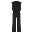 thumbnail image 5 of Roncen Women's Casual Shoulder Pad Sleeveless Set - Round Neck Top & Elastic Waist Pants 2-Piece Coordinated Outfit for Daily Wear, 5 of 5