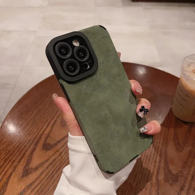 Luxury Matte Soft Leather Case For iPhone 15 14 13 12 11 Pro Max Plus Camera Protector Cases Shockproof Cover Phone Accessories
