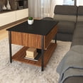 thumbnail image 1 of MESA EXTENSIBLE − BERNA  Mesa de Centro Elevable,  Mesa Auxiliar Estancia, Recámara y Oficina, Patas Metálicas, Tablero Laminado Texturizado  (NEGRO LISO )0, 1 of 9