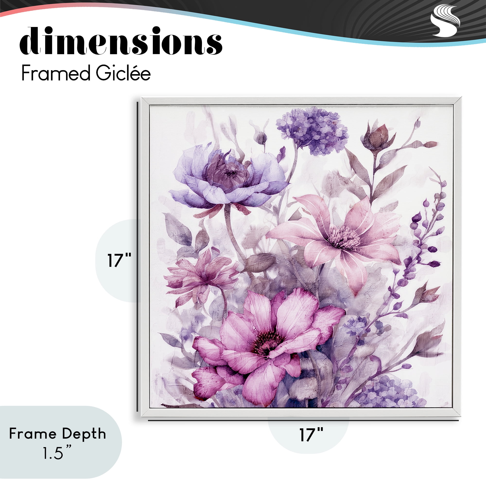 Stupell Industries Purple & Blush Florals White Framed Giclee Art, design by Kim Allen