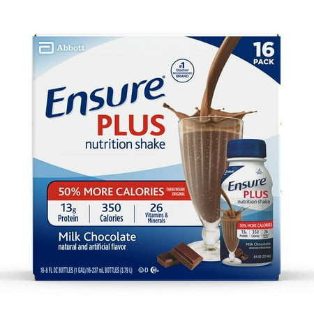 Ensure Plus Strawberry (Ensure Plus Nutrition Shake with 13 grams of high-quality protein, Meal Replacement Shakes, Milk Chocolate, 8 fl oz, 16)
