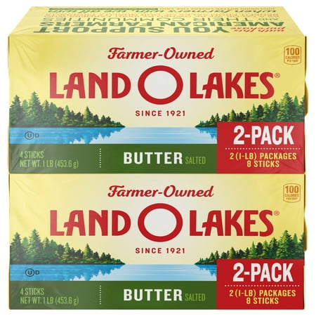 Land O Lakes Salted Butter, 8 Sticks, 2-1 lb Packs