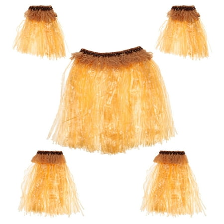 

NUOLUX 5pcs Hawaiian Fancy Grass Skirt Set Arm and Leg Bands Costume Elastic Costume Party Accessory (Straw Color)