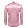 thumbnail image 3 of Mens Satin Long Sleeve Shirts Party Dancing Turndown Collar Shirt Vintage Solid Color Casual Blouse Tops, 3 of 7
