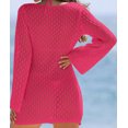 thumbnail image 4 of Women's Summer Swimsuit Cover Up Elegant Crochet Beach Dress with Keyhole Front Long Flare Sleeves Hollow Out Bikini Cover-Up Pullover Alsol Lamesa, 4 of 5