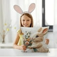 thumbnail image 2 of TanSiDing 1pcs Easter Bunny Embroidery Style Pillowcase Floral Print Decorative Throw Pillow Cover Soft Polyester Home Decor Couch Bedroom Accent 45*45cm, 2 of 6