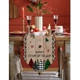 thumbnail image 4 of Table Runner Dresser Scarves Merry Christmas Grid Dot Tree Cotton Linen Burlap Table Cover Holly Snowflake on Wooden Table Runners for Family Kitchen Dining Holiday Party Banquet Decor, 4 of 5