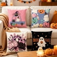 thumbnail image 6 of Halloween Throw Pillow Covers 18x18 Inch, Rustic Linen Pumpkin Decorative Square Pillowcases, Farmhouse Holiday Cushion Covers for Sofa Living Room Home Fall Halloween Thanksgiving Decor, 6 of 6