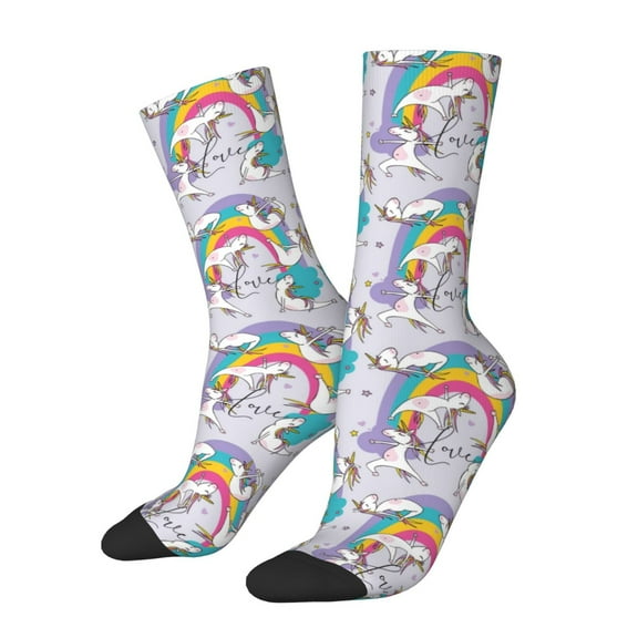 Vsdgher Unicorn DoingYoga Crew Socks for Men & Women, Breathable Casual Athletic Ankle Socks