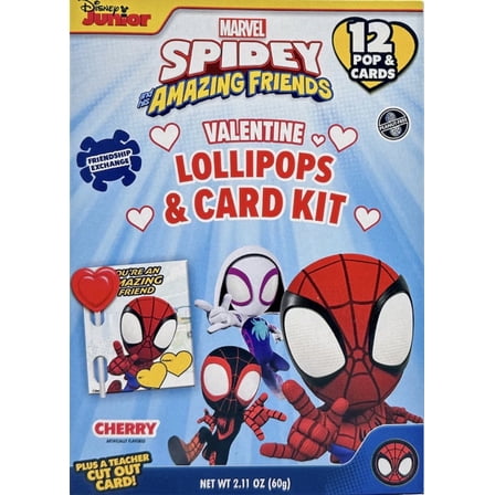 Spidey and His Amazing Friends Valentine's Day Lollipops and Card Kit - (12-Lollipops & Cards) for Kids and Teacher