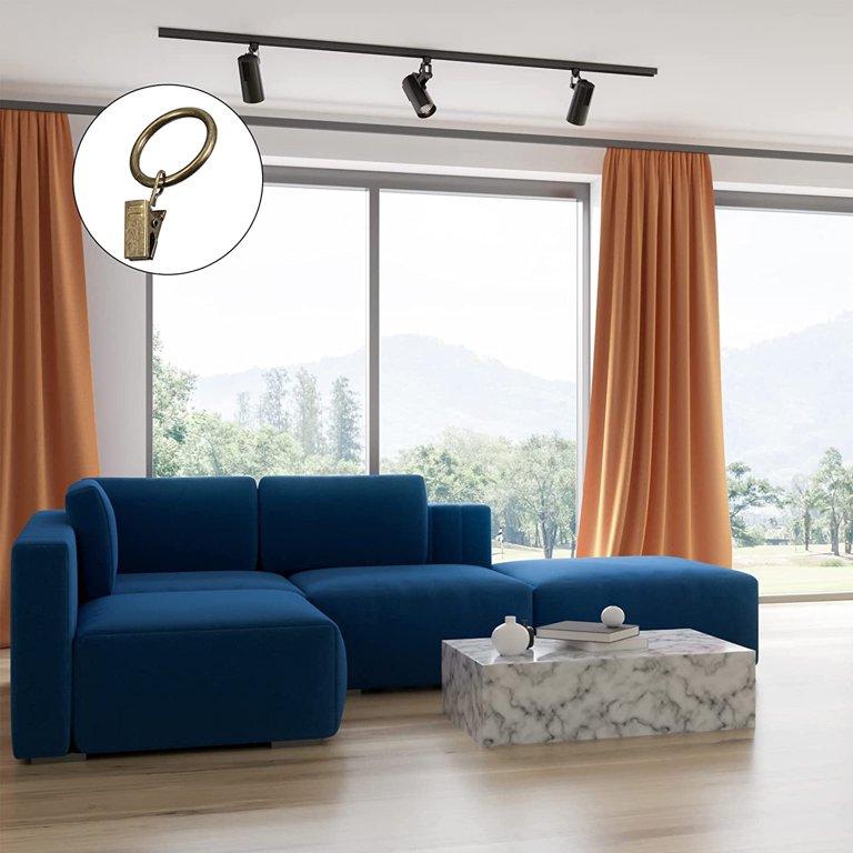 YUNGUI 30 Pack Bronze Curtain Clip Rings - 1.25 Inch, Metal Drapery Rings With Clips, No-Sew