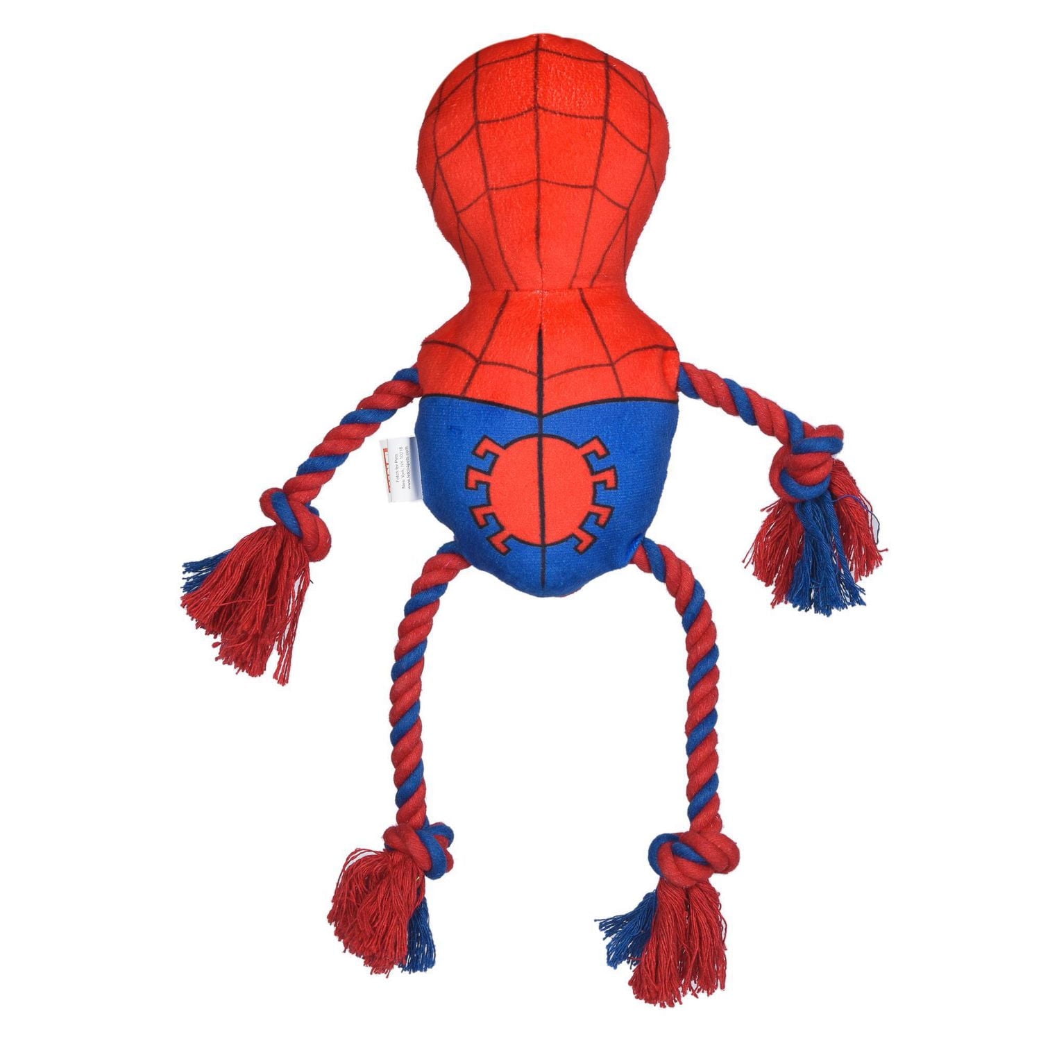 Spiderman Plush Dog toy with Rope and Squeaker