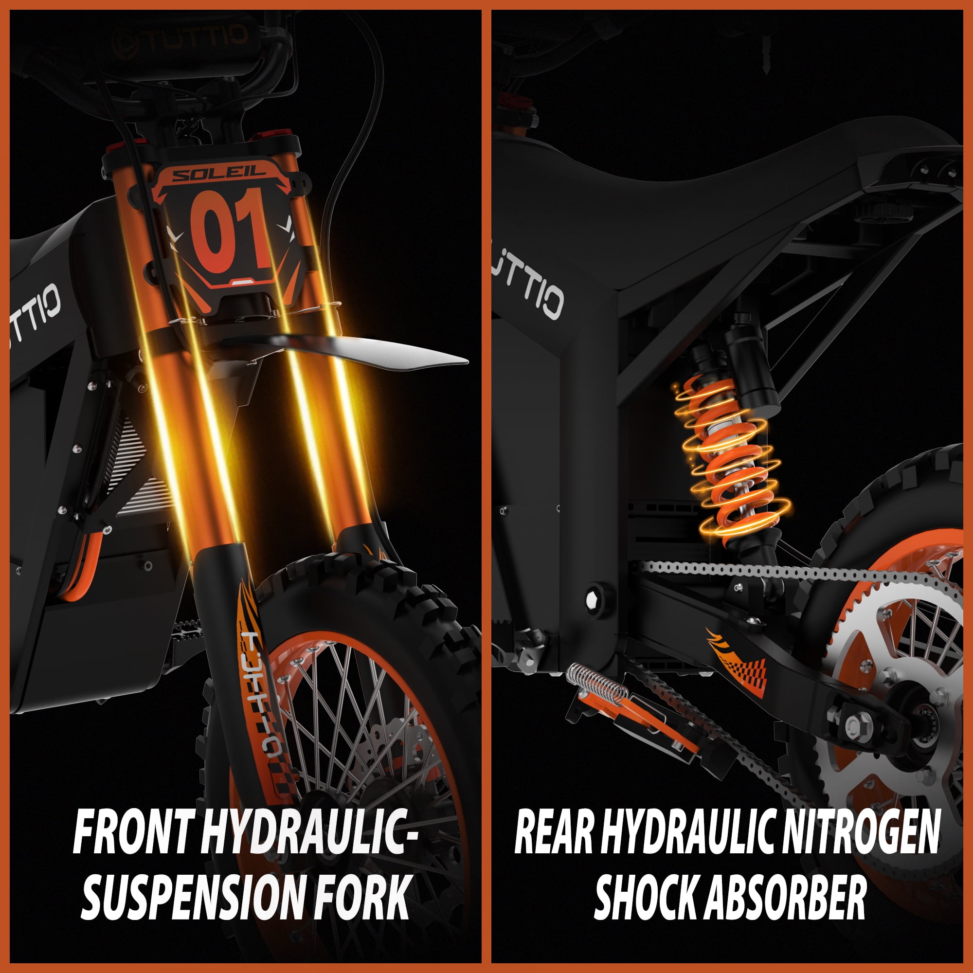 TUTTIO Soleil01 High-Torque Electric Dirt Bike Adult Teen, 200N.m,48V/21Ah Removable Battery, 14'/12' Fat Tires ,UL2849