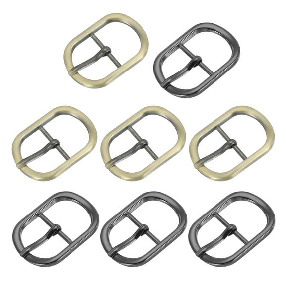 Uxcell Single Prong Belt Buckle, 1 Inch Metal Center Bar Square Replacement Buckle for Leather Hardware - Square (12 Pack, Black/Silver/Light Gold/Bronze)