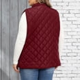 thumbnail image 4 of DISKEBUISS Plus Size Quilted Puffer Vest for Women Stand Collar Sleeveless Zip Up Gilet with Pockets for Fall Winter, 4 of 7