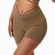thumbnail image 5 of Pantalones cortos de yoga Estilo Europa y América Cintura alta Levantamiento de cadera Fitness Leggings cortos para correr Marrón L, 5 of 7