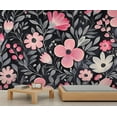 thumbnail image 3 of Boho Floral Wall Mural - Pink Flower Murals, Vibrant Blooms Large Wall Murals For Living Room, Floral Botanical Mural 79"W x 55"H (Not Peel and Stick), 3 of 6