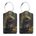 thumbnail image 3 of Naloa Cute Leaf Animal Luggage Tag for Suitcase Leather Baggage Tag with Stainless Steel Loop Privacy Cover for Women Men Girls-4 PCS, 3 of 5