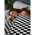 thumbnail image 3 of Black White Plaid California King Size Flat Sheet, Wrinkleproof & Fadeproof Cooling Flat Bed Sheet Only, Modern Buffalo Check Gingham Art Breathable Soft Bedding Top Sheets 108 x 98 Inches, 3 of 8
