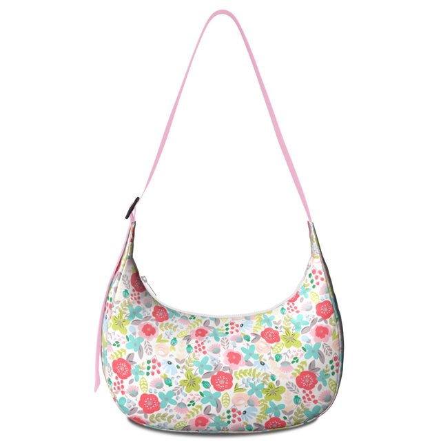 Sac Hobo Léger avec Design Floral Abstrait Aquarelle Sangle Réglable Fermeture Éclair Lisse Matériau Nylon Adapté pour Usage Quotidien et Activités Extérieures