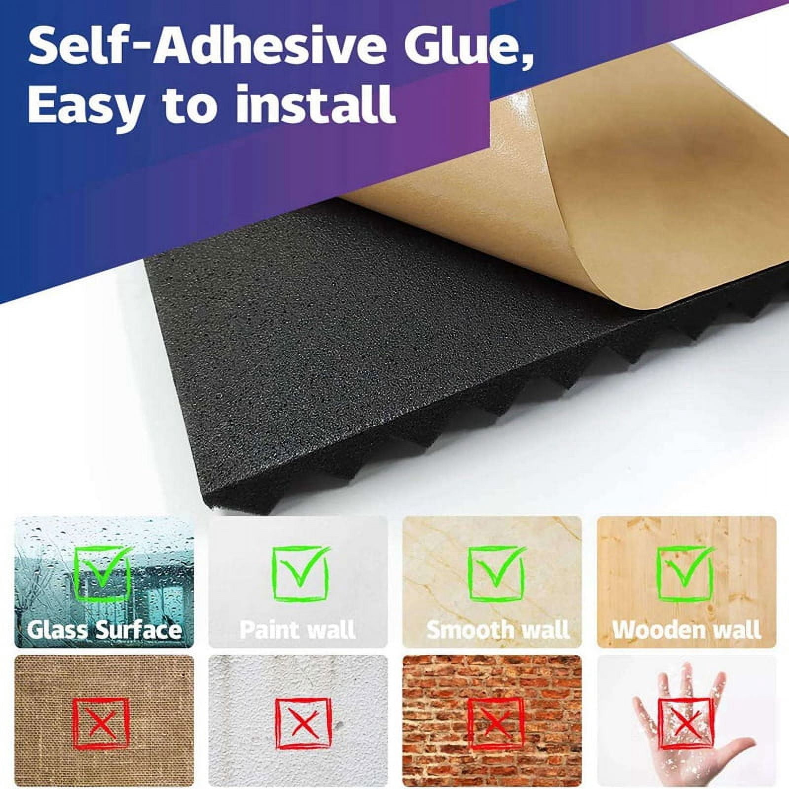 36 Pack Self-Adhesive Acoustic Panels,12x12x1 Inch Sound Proof Foam Panels,Soundproof Wall Panels for Home Studio