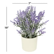 11-inch x 4-inch Artificial Lavender Plant in White Pot, Purple, for Indoor Use, by Mainstays