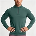 thumbnail image 2 of Dagugfen Workout Tops for Men Long Sleeve Quarter Zip Stand Neck Stretchy Spandex Quick Drying Athletic Running Shirts, 2 of 7