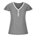thumbnail image 6 of pstuiky Summer Tops for Women 2024, Fashion Women's Summer V-Neck Button Short Sleeve Solid Casual Pullove Blouses Tops Casual Tops for Women 0 Tshirts, 6 of 6