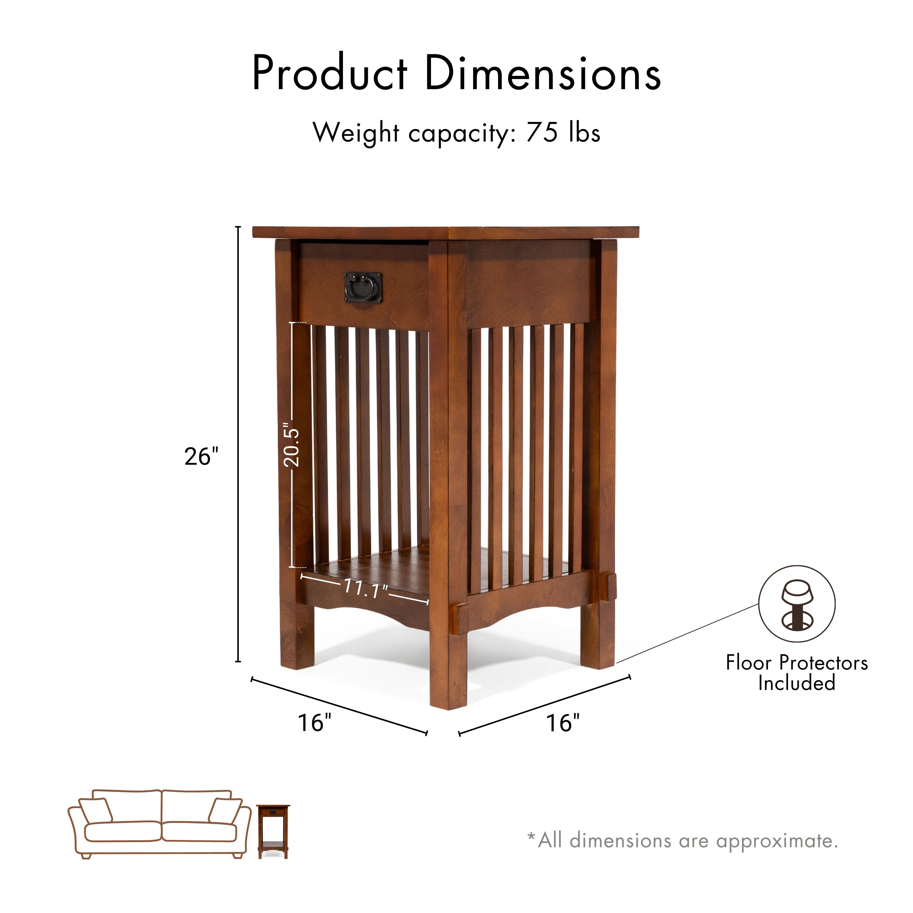 Furniture of America Doe 1-Drawer and 1-Shelf Wood Antique Oak End Table